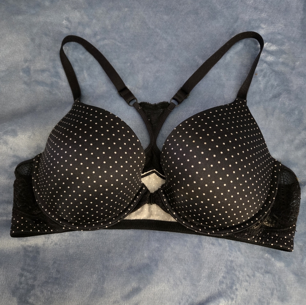 Maidenform Front Close Black/White Polka Dot Light Pad Underwire pushup Bra 38B
